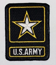 U.S ARMY BLACK YELLOW with WHITE STAR Embroidered Iron On Sew-On Patch New