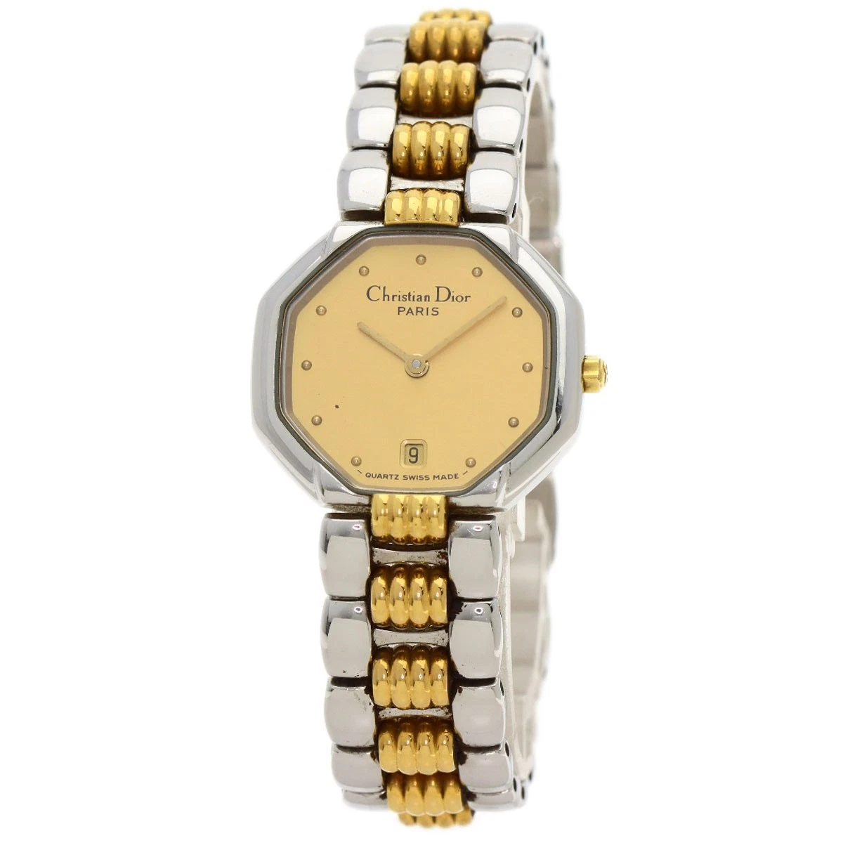 Montre bracelet pour femme Christian Dior octogonale en acier inoxydable argent