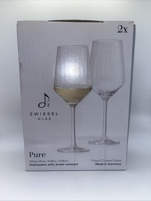#ad Zwiesel Glas Pure White Wine Glasses 13.8 oz 408mL Tritan Crystal Germany Set 2 $31.99