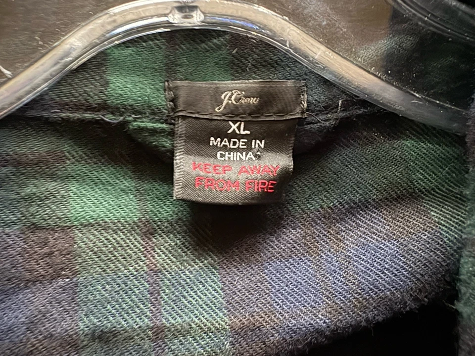 J crew Flannel Pajama Set Blue Green Black Tartan Plaid Cotton Unisex XXL    NEW - Image 2 of 2