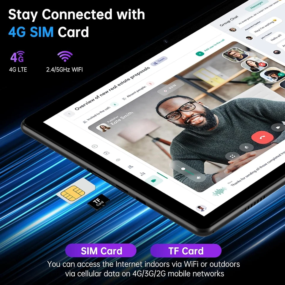 Android 14 Tablet with Sim Card Slot Unlocked Cellular Tablets 10GB+32GB with Pr - Image 3 of 4