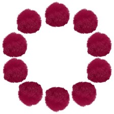 2.8 Inch Faux Fur Pom Pom Balls, 10 Pcs Wine Red Faux Fur Pom Poms for Hats