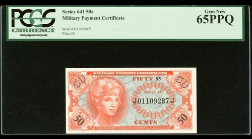 MPC 641 50¢ First Printing PCGS 65 PPQ Gem New Uncirculated Serial # J01109287J