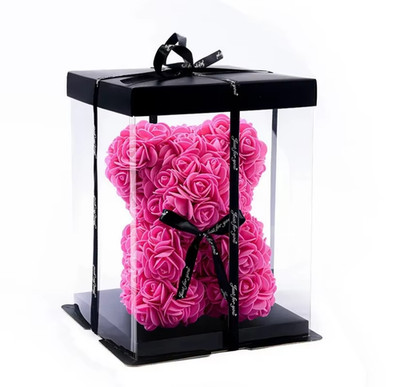 Rosenbär aus Schaumrosen mit Geschenkbox   romantisches Weihnachtsgeschenk