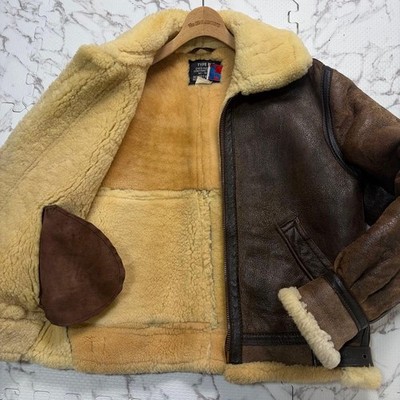 Schott B-3 Flight Jacket Mouton Leather Brown USA 38 Used