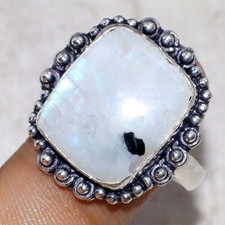 925 Silver Plated Rainbow Moonstone Ring US 11 Limited Edition Design Trendy JW