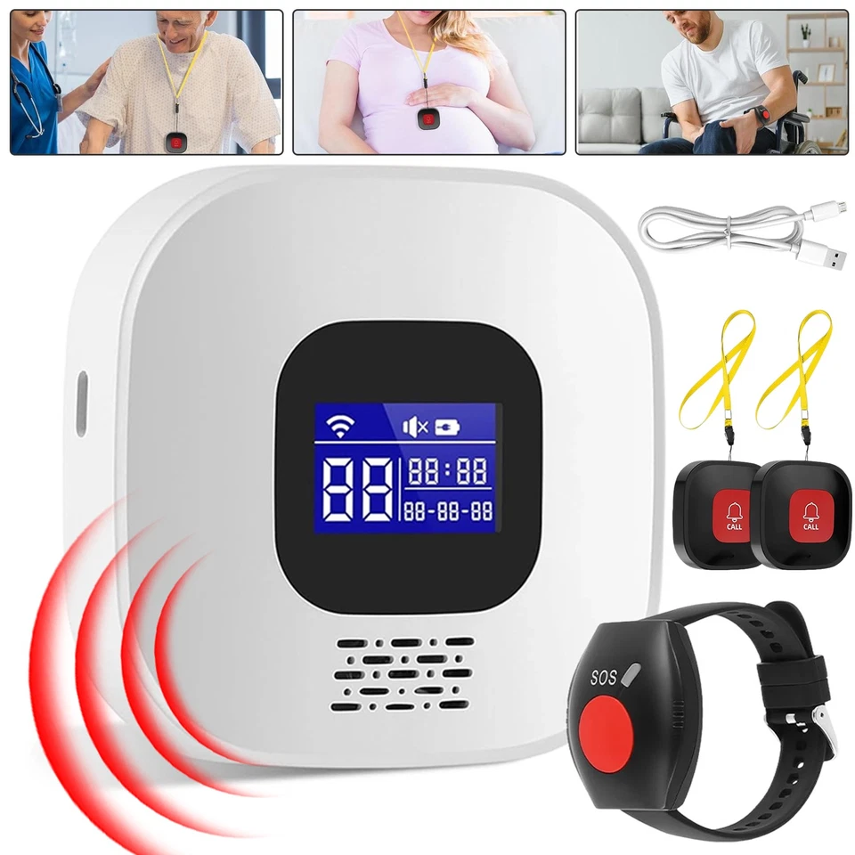 MARKENLOS WiFi Notrufknopf Senioren Notruf SOS-Armband Lautstärkestufen Notfallknopf APP