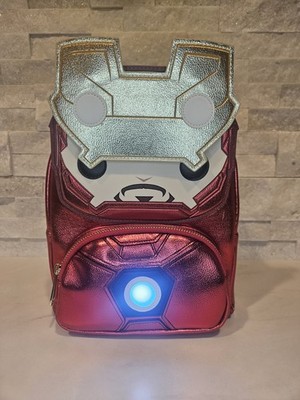 Marvel GLOW LIGHTS IRON MAN Loungefly Backpack Pop By Lf Marvel Ironman Light-Up Mini Backpack main image 2