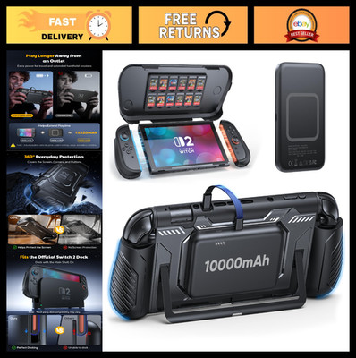 Switch 2 Grip Charging Case with Power Bank & Front Cover - Portable Gaming Acce