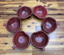 Set of 6 Pottery Barn Red Pomegranate Shape Stylish  Dipping Bowls 5.25
