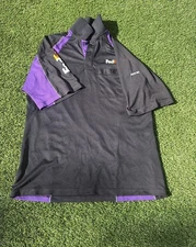 FedEx Logo Polo Long Sleeve Collar Shirt Men's Size L Blue Purple