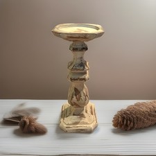Hobby. Lobby Distressed White Pillar Candle Holder Rustic Farmhouse Decor 10"