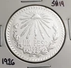 Photo of a 1926 Mexico Un Peso Silver from an eBay listing that sold on Jul 12, 2026