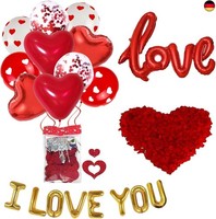 Romantische Deko Set,Valentinstag Deko,I Love You RosenbläTter Luftballons
