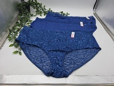 3pr NWT Ashley Stewart Plus Panties Sz 34/36 6X Blue Solid  Lace Stretch 020