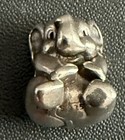 925 Sterling Silver Sitting Elephant Charm Raised Trunk Bracelet Bead 4.35g