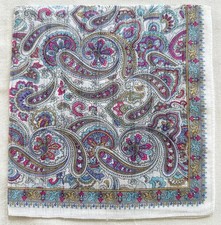 Fazzoletto cotone vintage blu viola paisley floreale floreale floreale tasca quadrato 16"~P