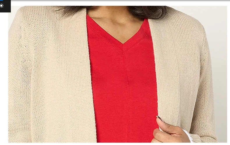 Cárdigan Denim & Co. Intarsia Frente Abierto Manga Larga Piedra Caqui 2X A685435 Foto 2 de 2