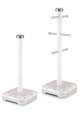 Tower T826152TAN Terrazzo 6 Branch Mug Tree and Kitchen Towel Pole,