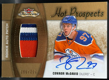 Connor McDavid - 2015-16 UD Fleer Showcase Hot Prospects Rookie Auto Patch /299