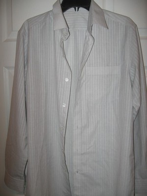 Unbranded Mystery Oxford Dress Shirt Men's 16 1/2 34/35 Slim Gray Striped