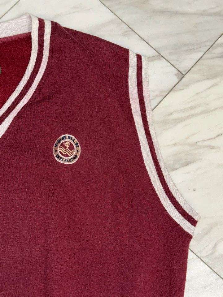 Chaleco Suéter de Golf Playa Guijarro Años 90 Y2K Rojo Blanco De Colección Años 2000 Adulto Talla XL Foto 2 de 4