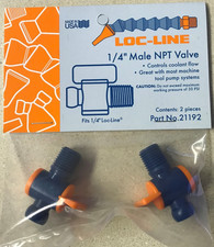 LOC LINE 21192 1/4" MALE NPT VALVE 2 PC PACK LOCLINE CONTROLS COOLANT FLOW