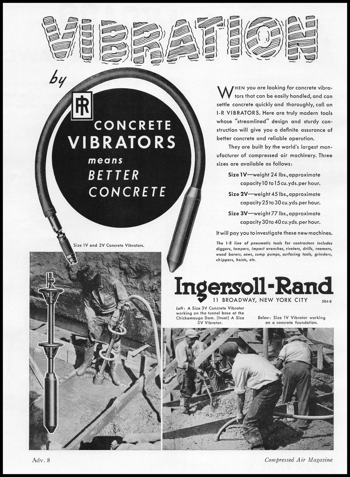 1938 Ingersoll Rand New York City Workers Photos Concrete Vibrators ...