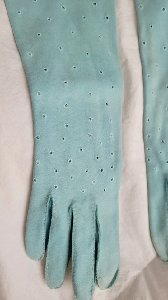 Guantes Jackio Estilo O Años 60 Vintage Robins Azul Huevo Talla Pequeña 6.5 O 7 Foto 4 de 4