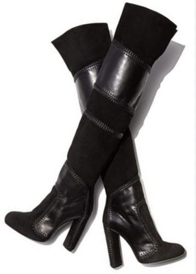 Tom Ford Black Suede Leather Over The Knee Boots Size 38 EU