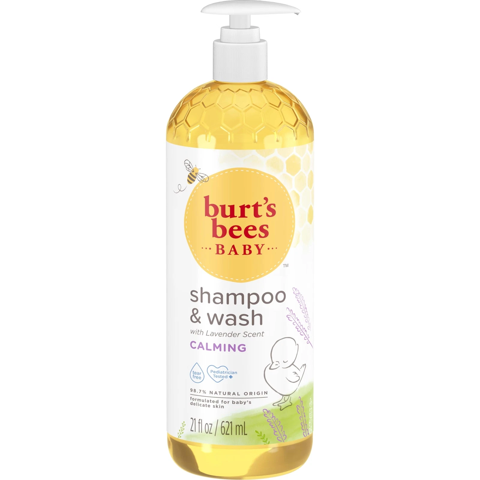 Burt's Bees Baby Calming Shampoo and Wash Lavender 21 Fl Oz Tear Free Formula