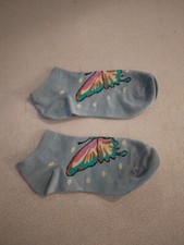 Gray green color Ankle Socks with Multi color Butterfly 275154