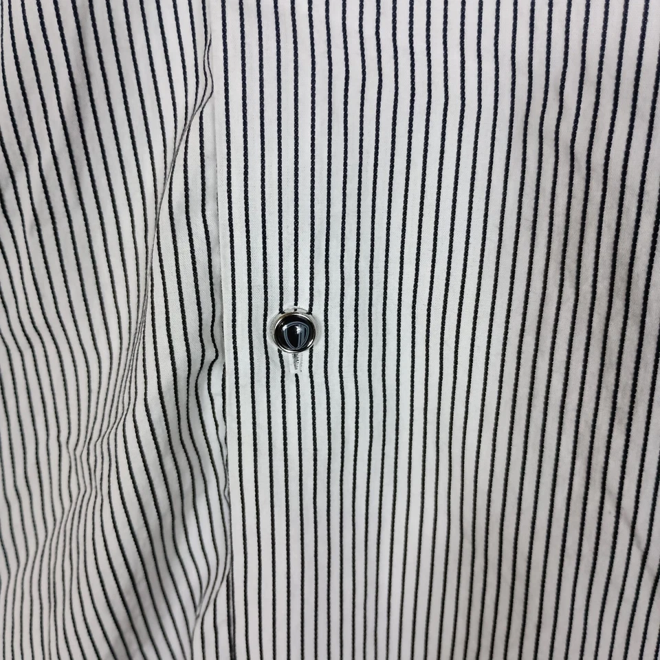 Camisa de vestir Ben Sherman para hombre grande 34-35 blanca negra a rayas manga larga carrera Foto 4 de 4