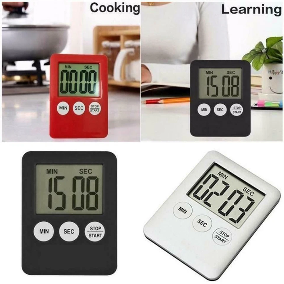 Electronic LCD Digital Kitchen Cooking Timer Count-Down Up Clock Loud Alarm - Image 3 of 4