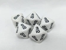 Lot Of (5) Koplow Games White D10 Fraction Dice