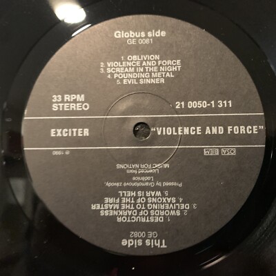 Exciter – Violence & Force LP 1990 Globus International – 21 0050