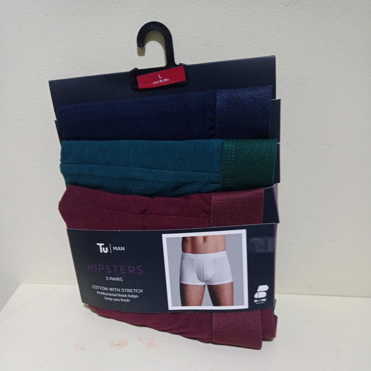 Tu Man 3 Pack Of Men s Hipsters Boxers Size Large 36 38in cotton