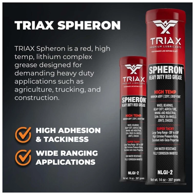 TRIAX Spheron HT-2 Grease, Red Wheel Bearing, 14 Oz Cartridge (30 Tube Pack) Foto 3 de 4