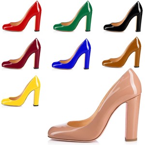 round toe pumps block heel