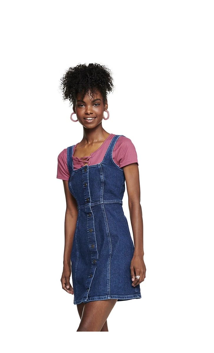 So Brand Blue Jean Denim Sleeveless Buttun up Dress Junior Size