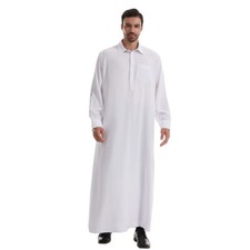 Saudi Muslim Men Abaya Dubai Kaftan Jubba Thoub Thhobe Dishdasha Long Robe Islam