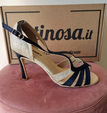 Scarpe donna 40 glitter oro nero eleganti sandali da cerimonia tacco 10 comode