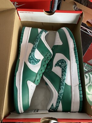 Size 12 - Nike Dunk Low Green Paisley W