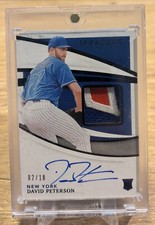 2021 Panini Immaculate David Peterson RC Rookie Patch Auto #'d /10 Mets