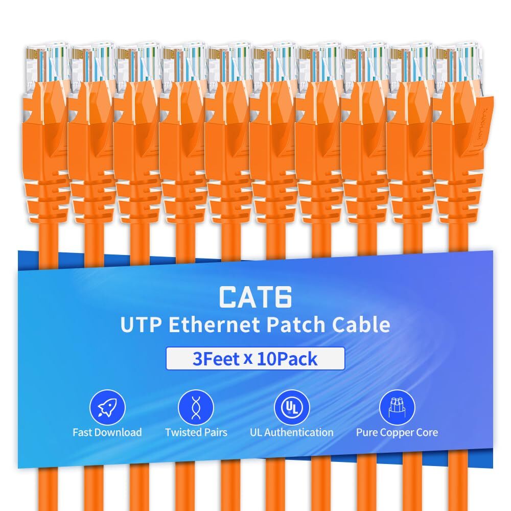 3-Pack 3ft Cat6 Ethernet Cable High-Speed RJ45 Network Patch Cord-image