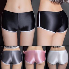 4Pcs Women's Shiny Glossy Boxer Briefs Opaque Satin Panties Hot Pants Gym Shorts