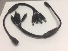 2PK CCTV Security Camera 1 to 5 Port Power Splitter Cable Pigtails 12V DC
