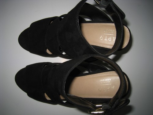 APT.9 BLACK FAUX SUEDE ESPADRILLE 4" WEDGE WOMEN'S SIZE US 8 EUR 40 HOT - Picture 5 of 8