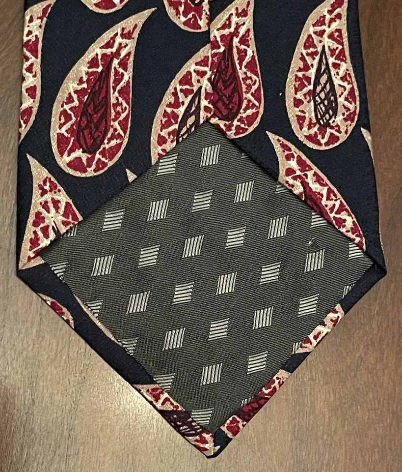 Corbata de cuello para hombre de hoy azul rojo hecha a mano 100 % seda hecha en Italia” Foto 2 de 4