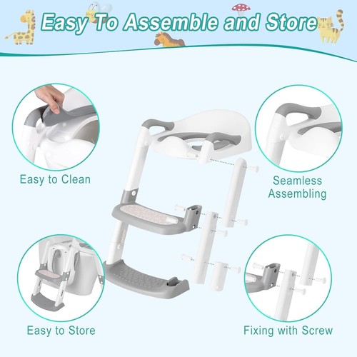 Potty Training Seat for Kids, Baby Toddler Toilet Potty Chair, Step Stool Ladder - Picture 4 of 7